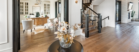 entry level of a home foyer with black detail